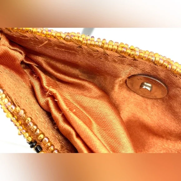 Vintage Tiger Striped Glass Beaded Crossbody Purse Dance Club Party Cocktail Bag - Picture 13 of 15